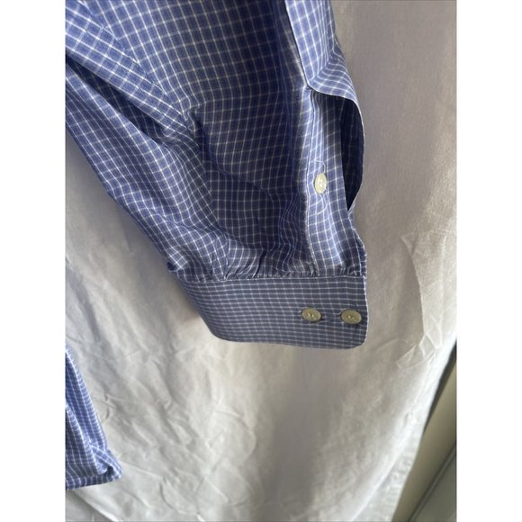 Men’s Urban Works Size Large Blue Plaid Long Sleeve Button Front Shirt W/pocket - Picture 5 of 9